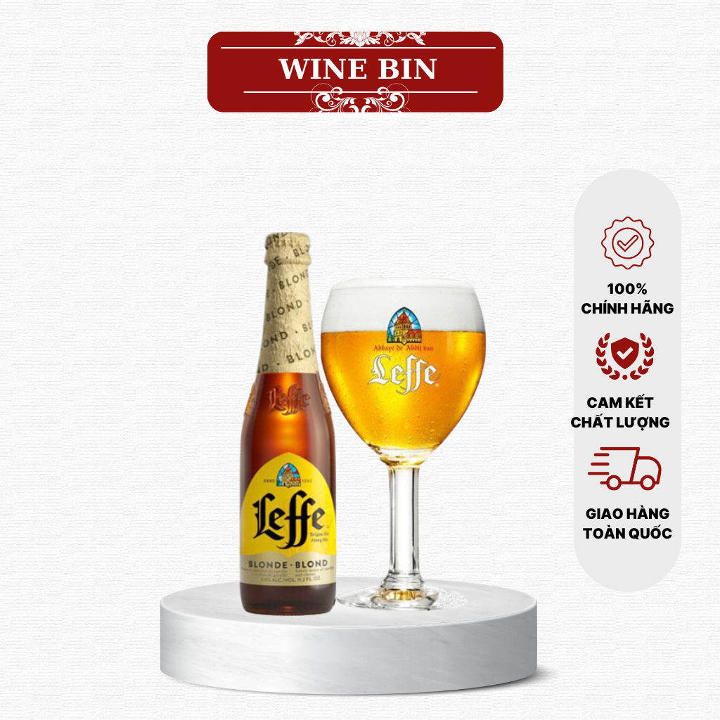 Bia Leffe vàng Blond nồng độ 6,6% nhập khẩu Bỉ  –  chai 330ml lốc 6 chai