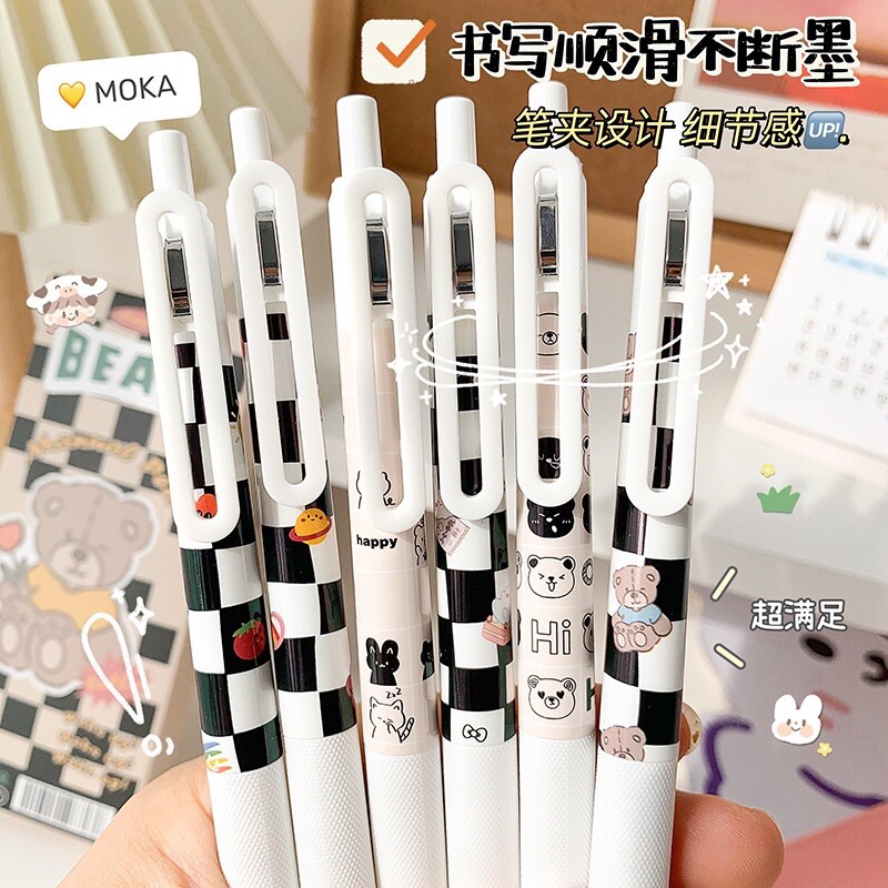 Bút gel hoạt hình kẻ caro sáng tạo ngòi 0.5mm