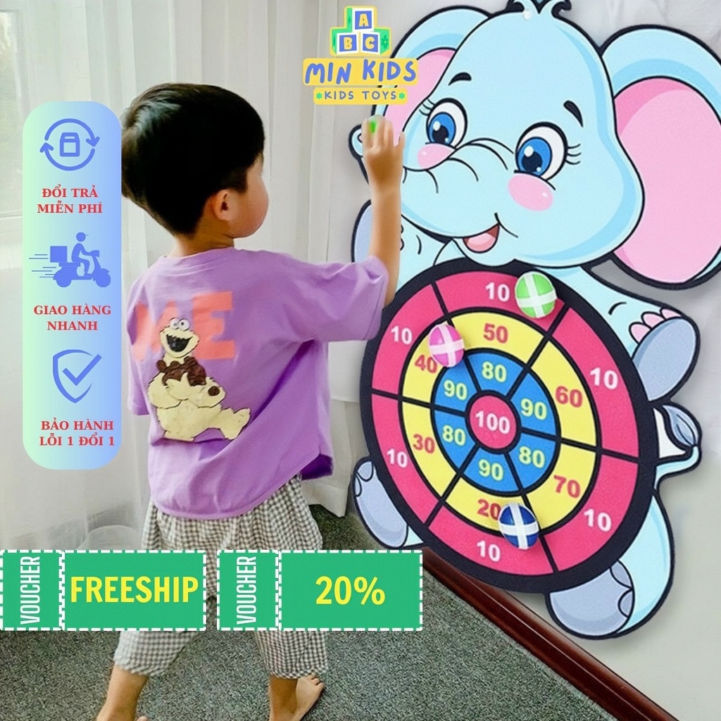 Bảng phi tiêu bóng dính hình con vật cho bé | Giúp bé tăng khả năng tập chung và chơi đội nhóm tặng kèm 3 trái bóng