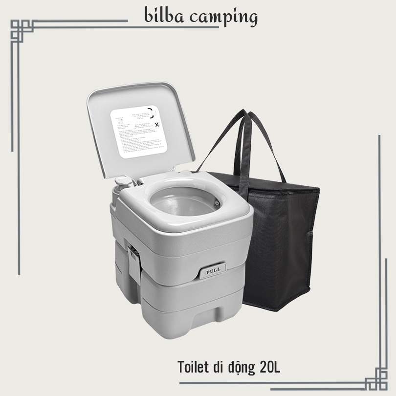 Bồn cầu di động 20L dùng cho người già hoặc đi du lịch dã ngoại cắm trại ngoài trời có kèm túi đựng BB9812 - Billba camp