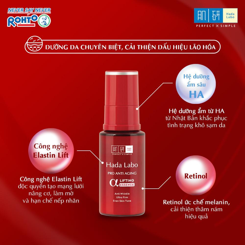Tinh Chất Dưỡng Hada Labo Chống Lão Hóa Pro Anti Aging Essence và Dưỡng Trắng Da Perfect White Tranexamic