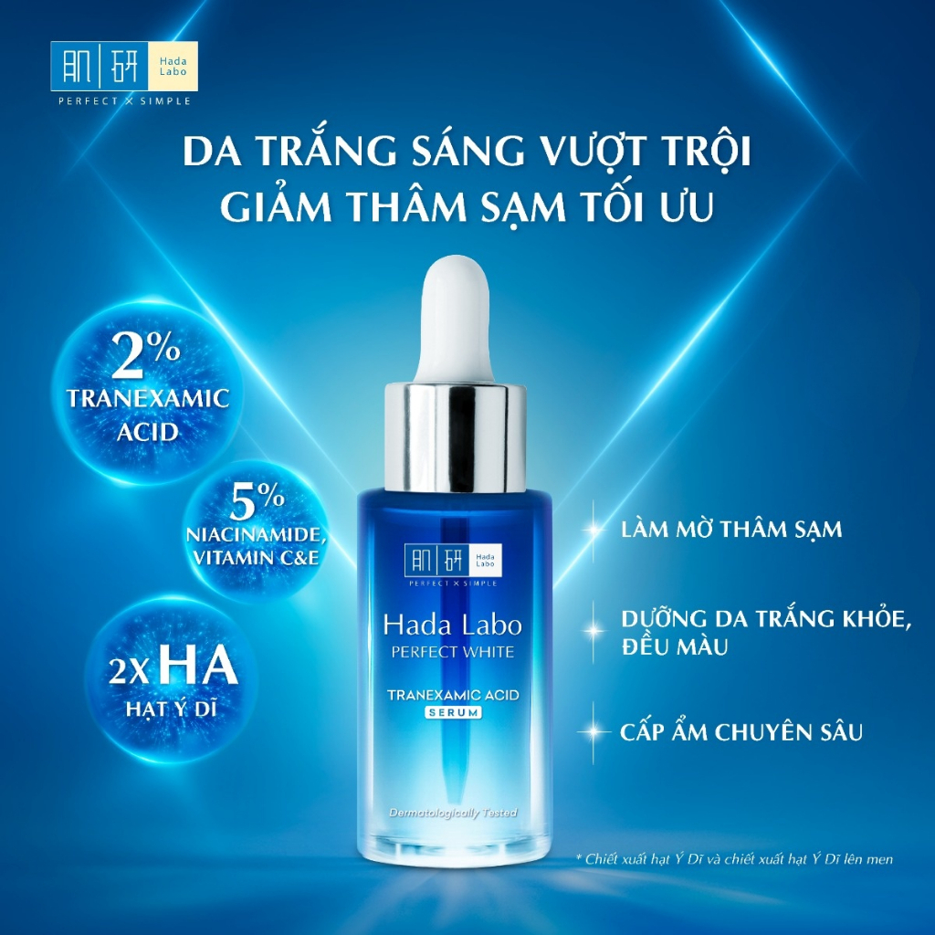 Tinh Chất Dưỡng Hada Labo Chống Lão Hóa Pro Anti Aging Essence và Dưỡng Trắng Da Perfect White Tranexamic