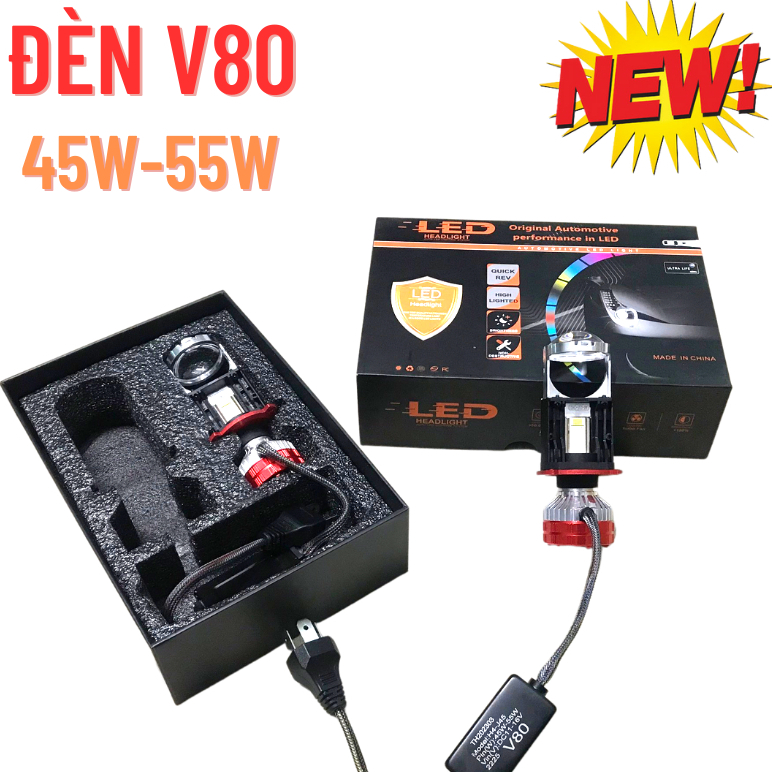 Đèn Pha Bi Cầu V80 , 55W Chóng Chói Lắp Zin Cho Xe Máy , ÔTô