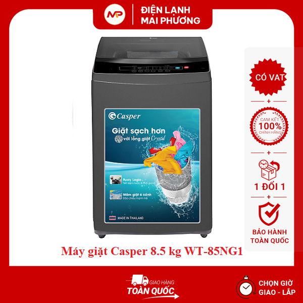 Máy giặt Casper 8.5 kg WT-85NG1 Mẫu mới 2023 - Hàng chính hãng (Bảo hành 24 tháng)