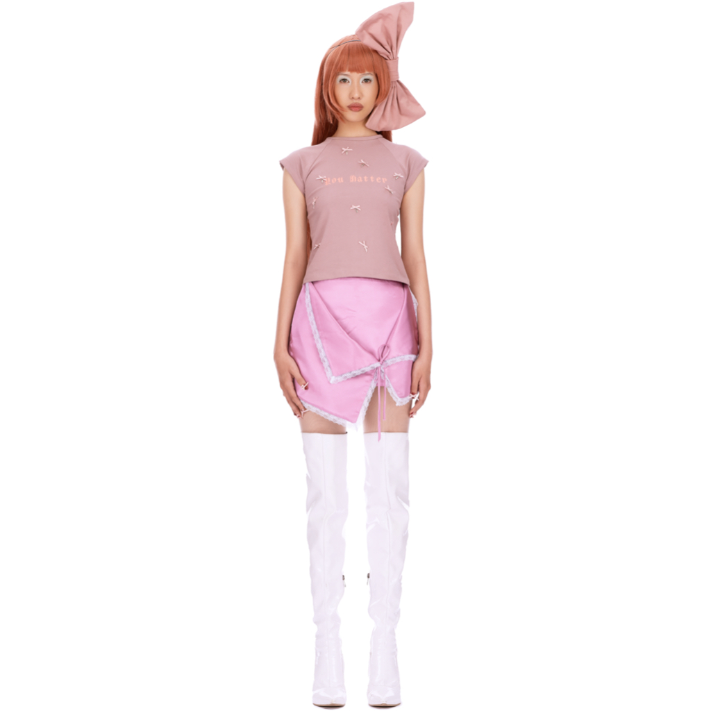 Áo thun croptop màu khoai môn aeie mới còn tag