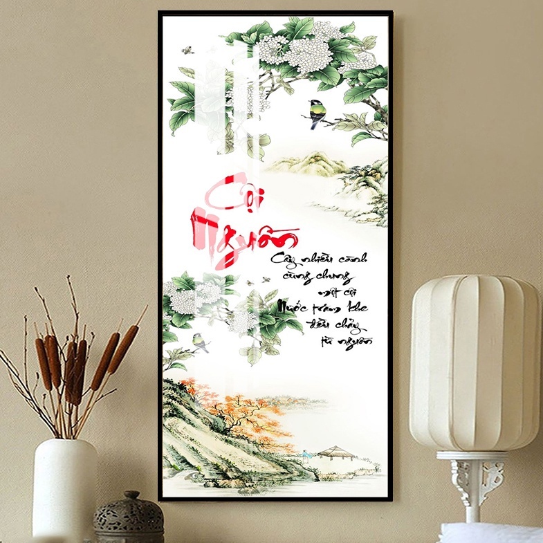 Tranh tráng gương chữ thư pháp trang trí phòng khách làm quà tặng ý nghĩa nhiều câu chữ hay giá rẻ đã có khung