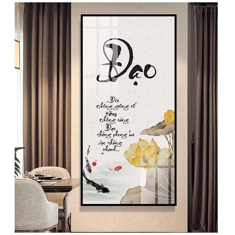 Tranh tráng gương chữ thư pháp trang trí phòng khách làm quà tặng ý nghĩa nhiều câu chữ hay giá rẻ đã có khung