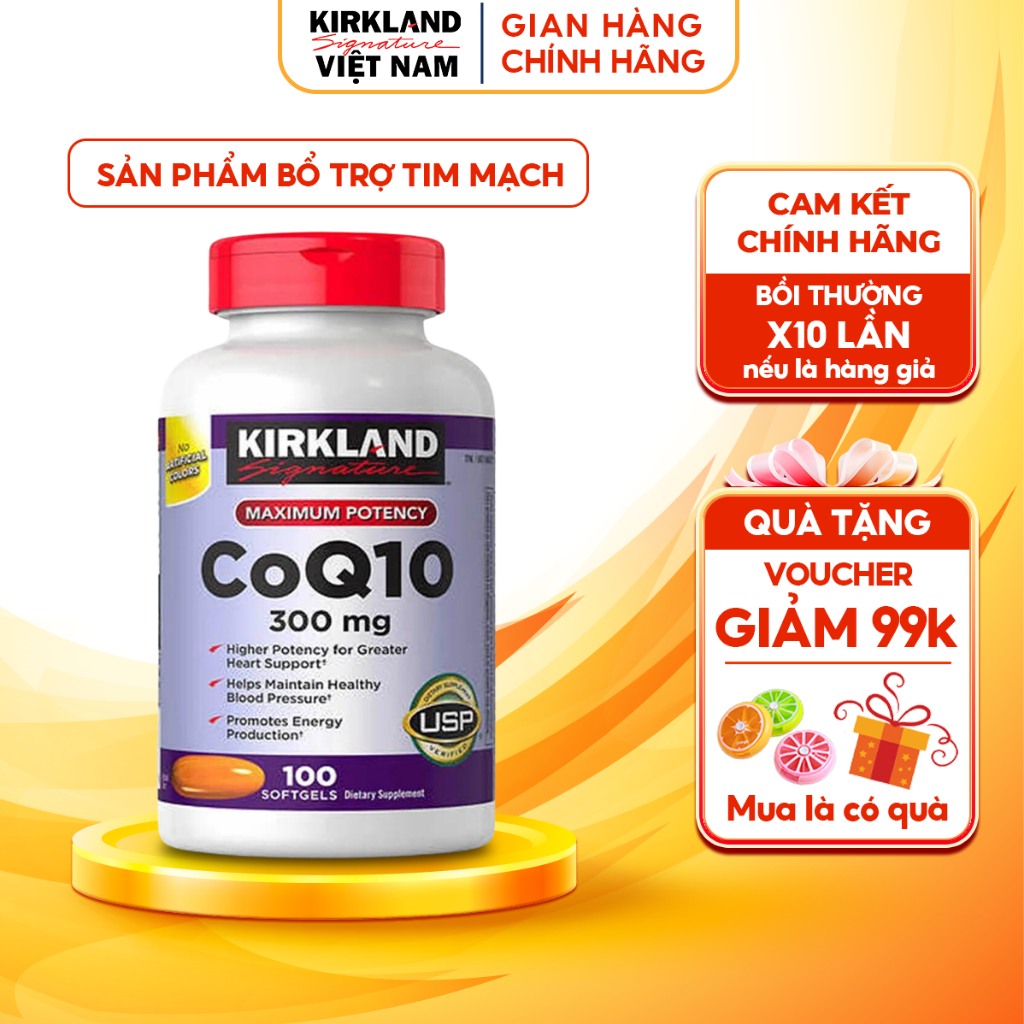 Viên uống bổ tim Kirkland Signature CoQ10 300mg giúp bổ tim mạch của Mỹ 100 viên