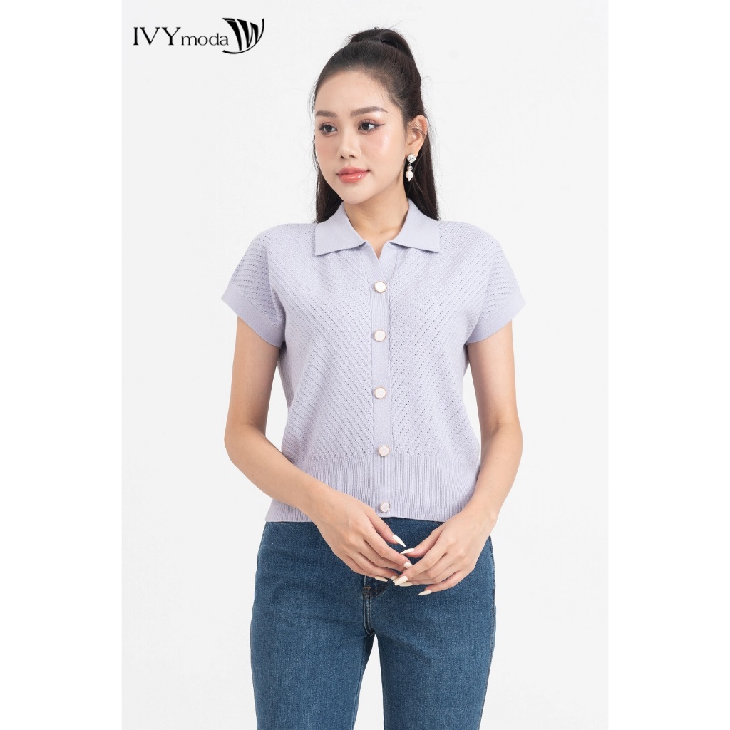 Áo len sợi đan chéo nữ IVY moda MS 57M7840