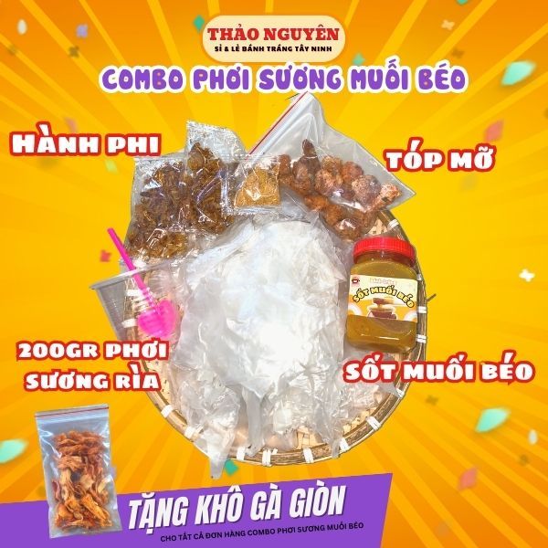 Combo bánh tráng phơi sương sốt muối béo tóp mỡ