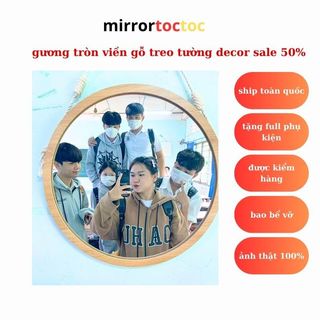 Kính treo tường, Gương treo tường decor phòng ngủ trang trí bàn trang điểm viền gỗ nhiều size tự chọn mirrortoctoc