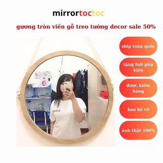 Gương treo bàn trang điểm, Gương treo tường decor phòng ngủ trang trí size tròn 60cm tặng phụ kiện mirrortoctoc
