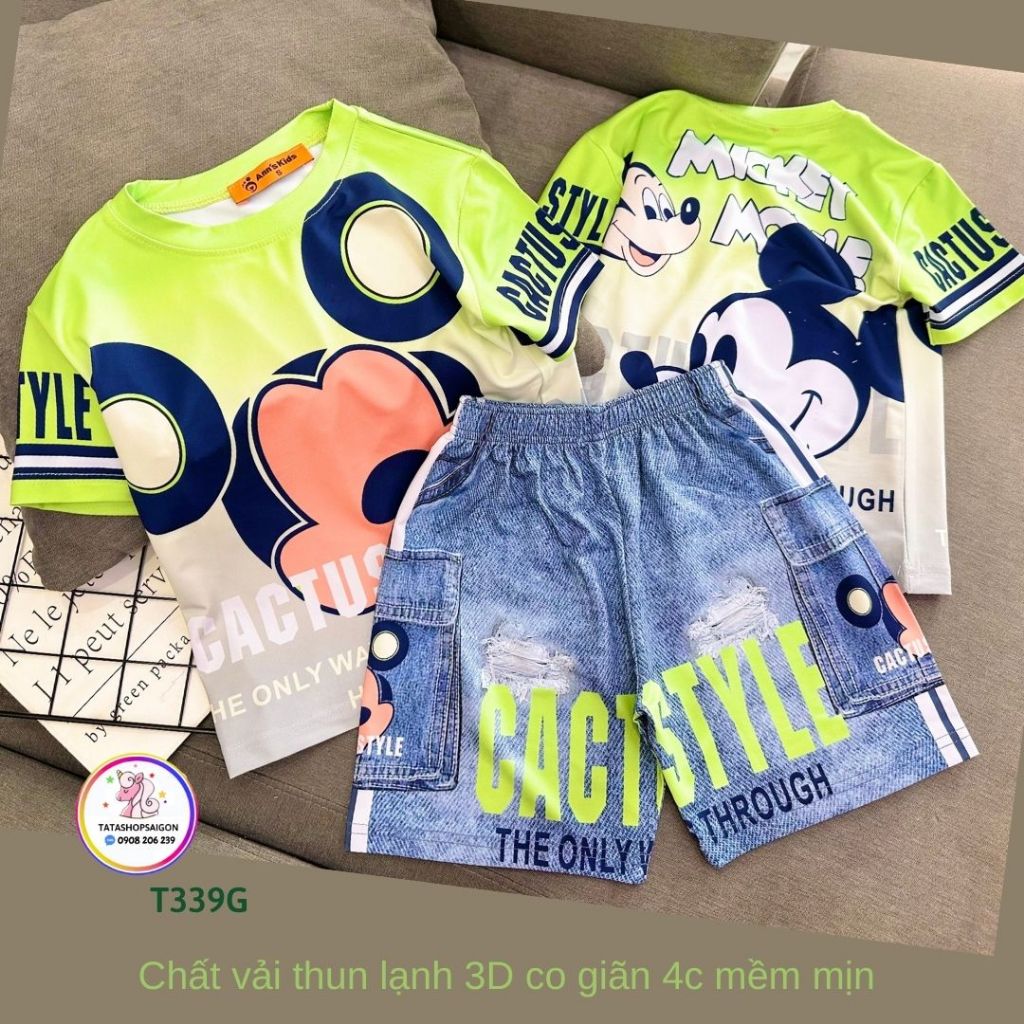 T339 20 đến 40kg Bộ đùi cộc tay bé trai siêu nhân among us size đại thun lạnh in 3D mềm mát 20 đến 40kg