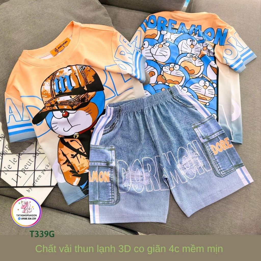 T339 20 đến 40kg Bộ đùi cộc tay bé trai siêu nhân among us size đại thun lạnh in 3D mềm mát 20 đến 40kg