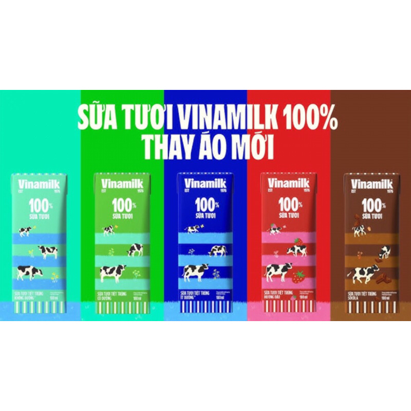 Sữa tươi tiệt trùng có đường Vinamilk 100% sữa tươi lốc 4 hộp x 180ml