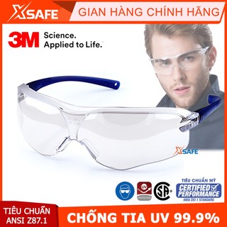 Kính bảo hộ 3M V34 Kính chống bụi chống tia UV, bám hơi nước, chống trầy xước, dùng lao động, đi xe máy (màu trắng)