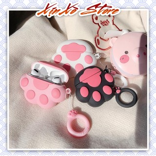 Ốp bảo vệ Airpod 2/3/Pro/Pro2 DẤU CHÂN MÈO kèm móc khóa cao cấp - XỊN XÒ Store