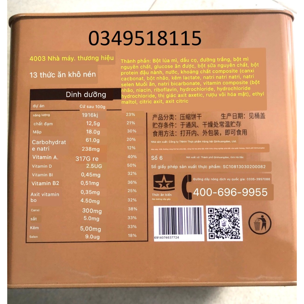 1 thùng 4kg lương khô 13 hãng 900 3sao giàu dinh dưỡng