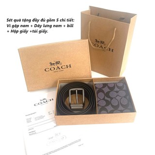 Combo Ví thắt lưng nam da Coach,fullbox, ví nam cao cấp và dây thắt lưng nam món quà ý nghĩa tặng người yêu