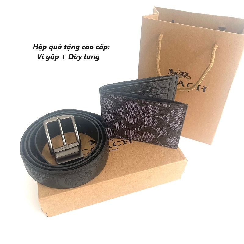 Combo Ví thắt lưng nam da Coach,fullbox, ví nam cao cấp và dây thắt lưng nam món quà ý nghĩa tặng người yêu