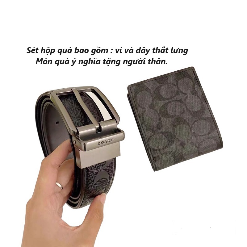 Combo Ví thắt lưng nam da Coach,fullbox, ví nam cao cấp và dây thắt lưng nam món quà ý nghĩa tặng người yêu