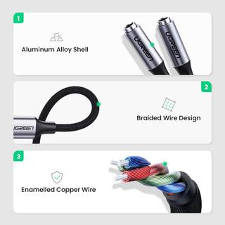 Cáp chuyển USB TYPE C sang 2 Cổng Audio 3.5 Ugreen 30732