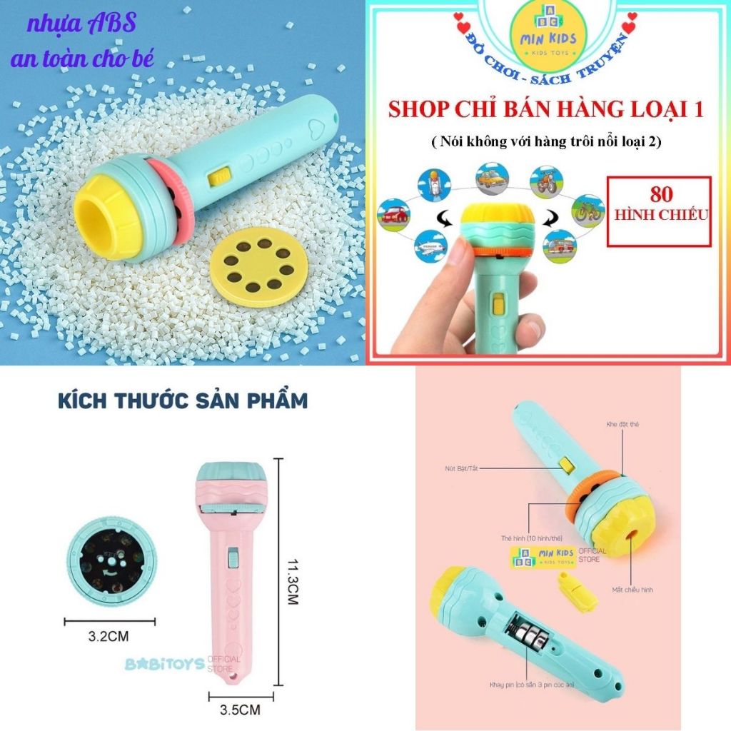 Đèn pin chiếu hình cho bé, đèn chiếu hình cho bé, LOẠI 80 HÌNH 3D, đa dạng nhiều chủ đề, hình ảnh sắc nét