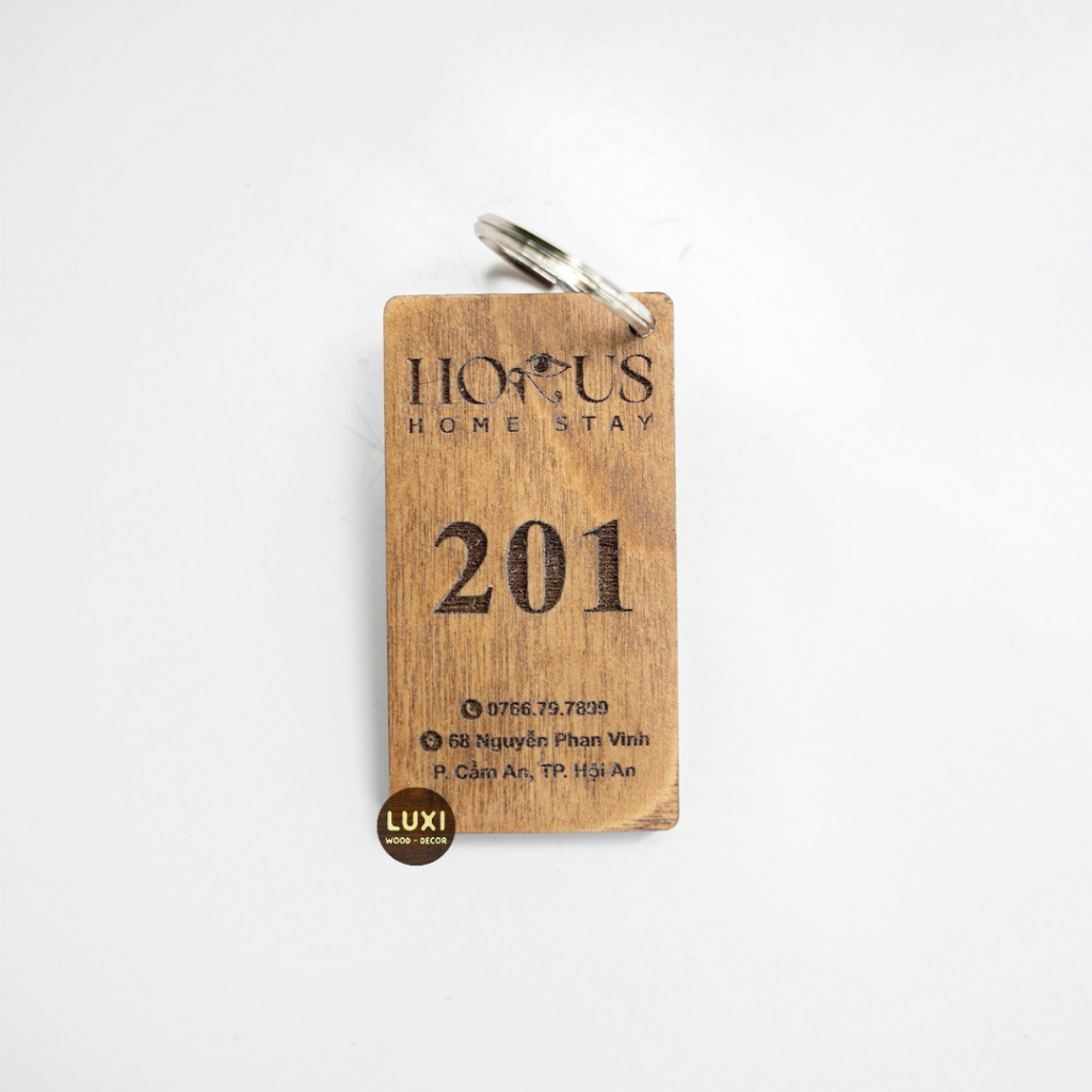 HCM l MÓC KHÓA GỖ HÌNH CHỮ NHẬT, KHẮC LOGO THƯƠNG HIỆU MIỄN PHÍ, MÓC KHÓA VINTAGE - LUXI DEOCR HCM