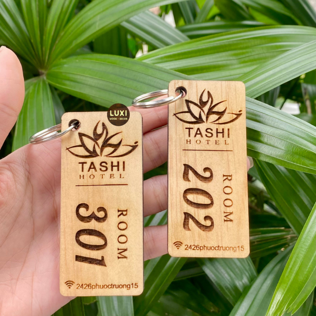HCM l MÓC KHÓA GỖ HÌNH CHỮ NHẬT, KHẮC LOGO THƯƠNG HIỆU MIỄN PHÍ, MÓC KHÓA VINTAGE - LUXI DEOCR HCM
