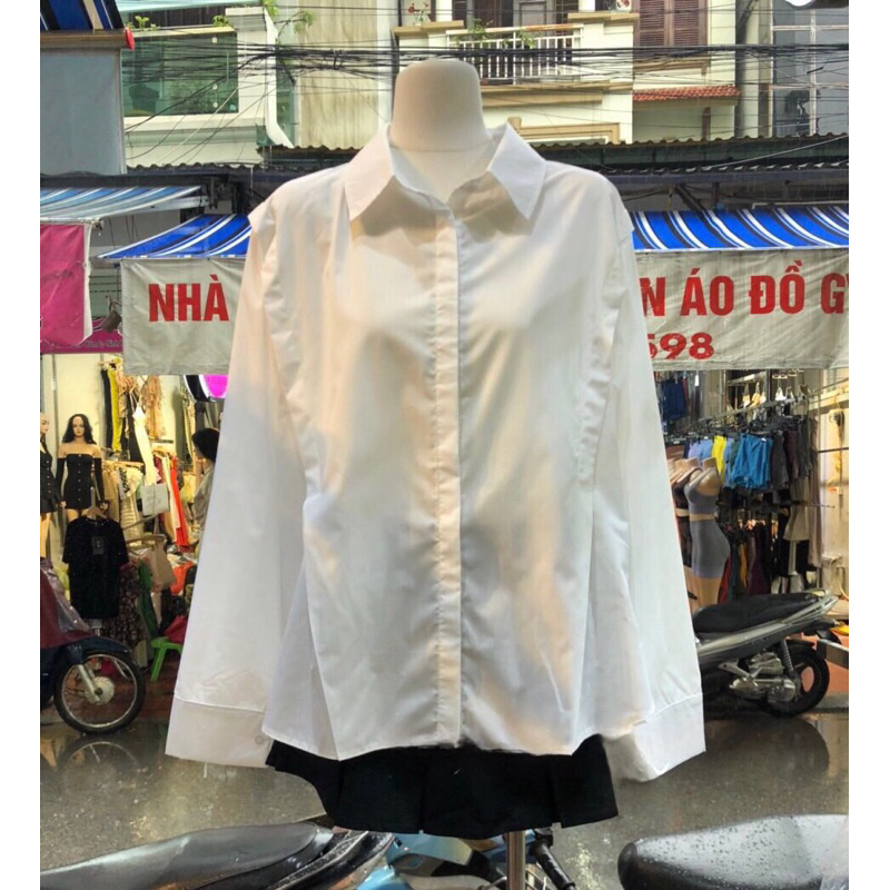 JENNYCLOSET | Áo sơ mi basic thiết kế viền sang chảnh style trẻ trung , Áo sơ mi phong cách Hàn Quốc