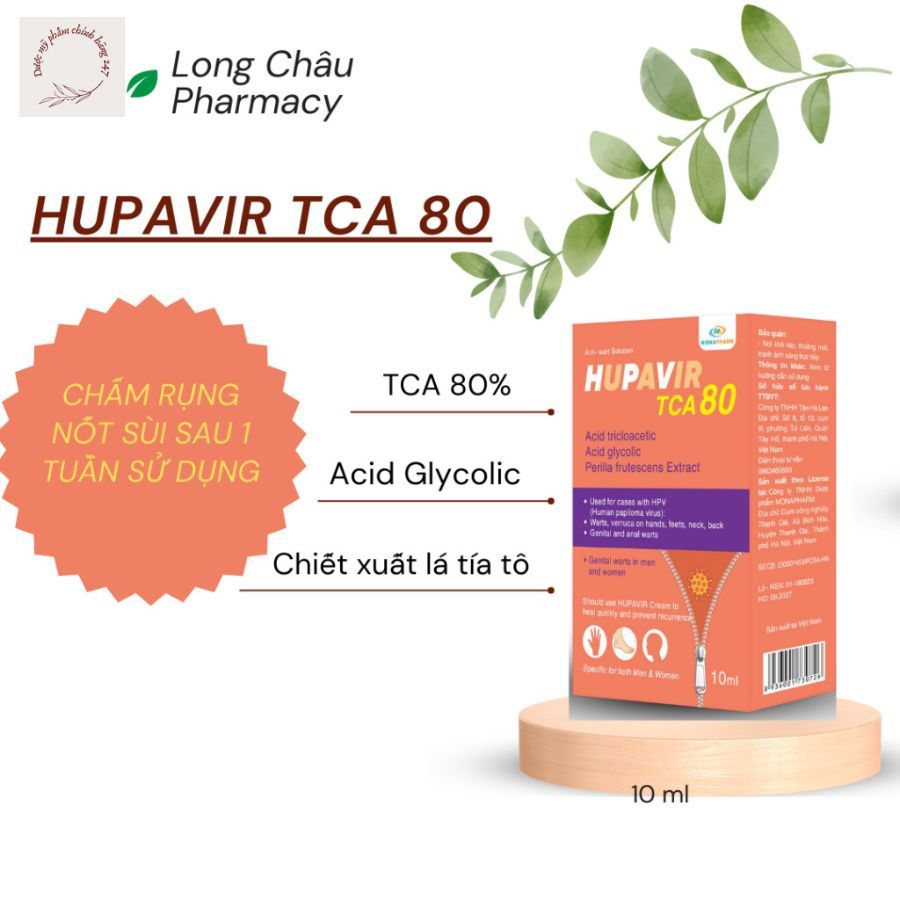HUPAVIR TCA 80 10ml - Chấm rụng sùi sau 1 tuần sử dụng cho nam và nữ - Hàng chính hãng