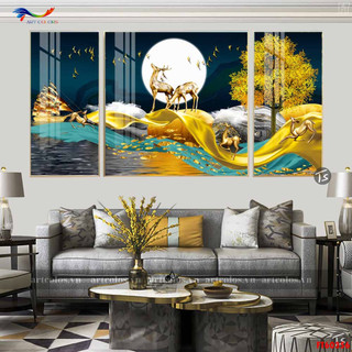 Tranh tráng gương 3D cao cấp- Tranh treo tường bộ 3 tấm hiện đại- Nhiều Mẫu- Bo viền cao cấp