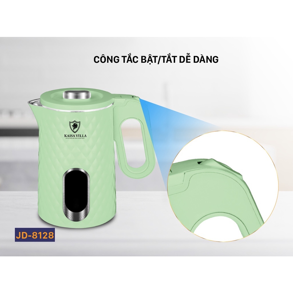 Ấm Siêu Tốc Ruột Inox 304 Kaisa Villa JD-8128 Dung Tích 1.8L, Bảo hành 6 tháng | BigBuy360 - bigbuy360.vn