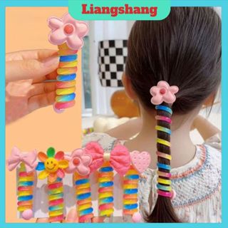 Dây Buộc Tóc Dạng Xoắn Lò Xo Màu Cầu Vồng Xinh Xắn Cho Bé Gái (tuyển sỉ)
