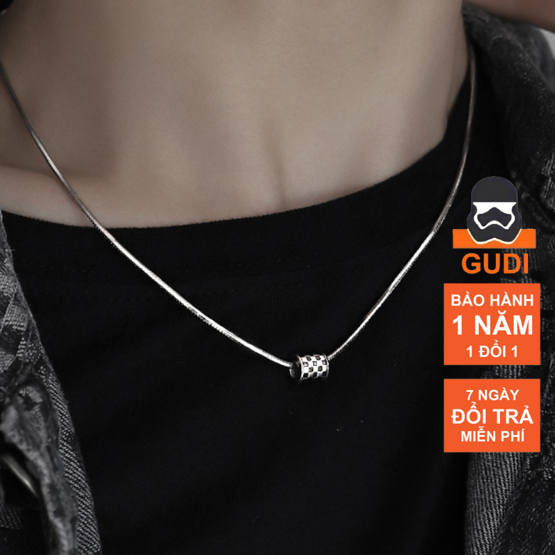 Vòng Cổ Mox Dây Chuyền Titan Không Gỉ Thời Trang Phụ Kiện Gudi Studio Cá Tính Sợi Mảnh chuỗi xương rắn mặt Dây  kẻ caro