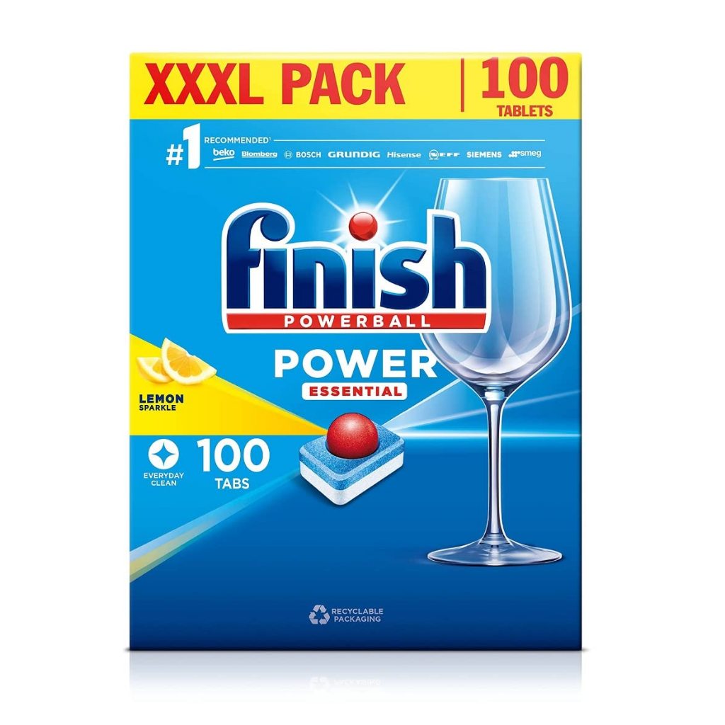 Combo 03 Món Viên Rửa Bát Finish Power Essential Rửa Sạch Hiệu Quả Nhập Khẩu Châu Âu Chính Hãng Hộp 100 Viên