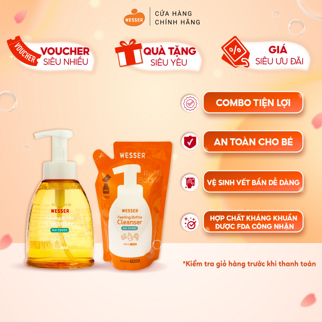 Bộ nước rửa bình sữa Wesser 500ml