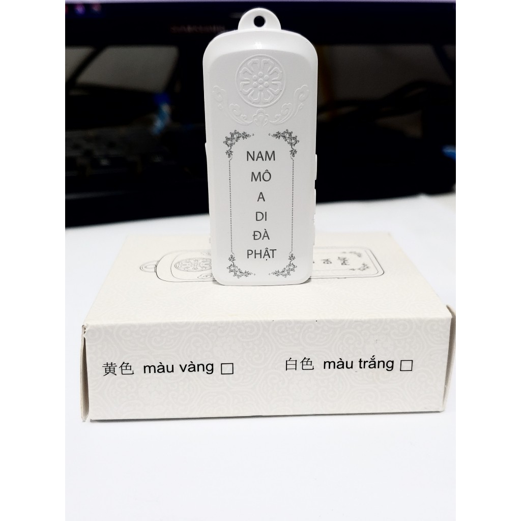Máy niệm kinh Phật mini màu trắng có sẵn 12 bài tụng kinh