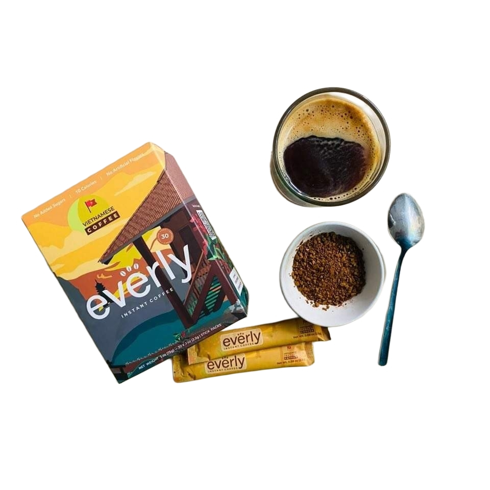 Cà Phê Đen Hòa Tan Sấy Lạnh, Không Đường, Giảm Cân - EVEREST COFFEES. Nguyên Chất 100% Không Cần Pha Phin