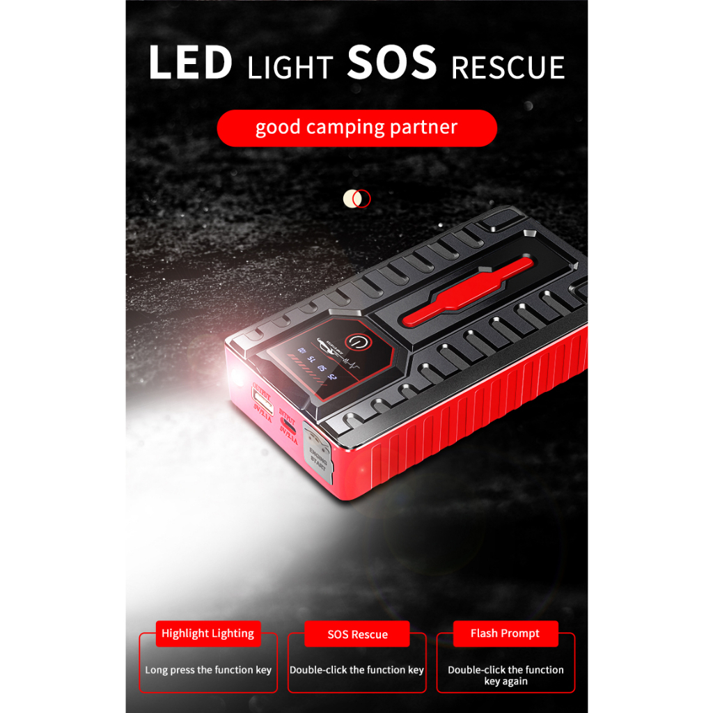 Car Jumper PowerBank Bộ khởi động xe ô tô ngân hàng điện 99800MAh (có máy bơm không khí) | BigBuy360 - bigbuy360.vn