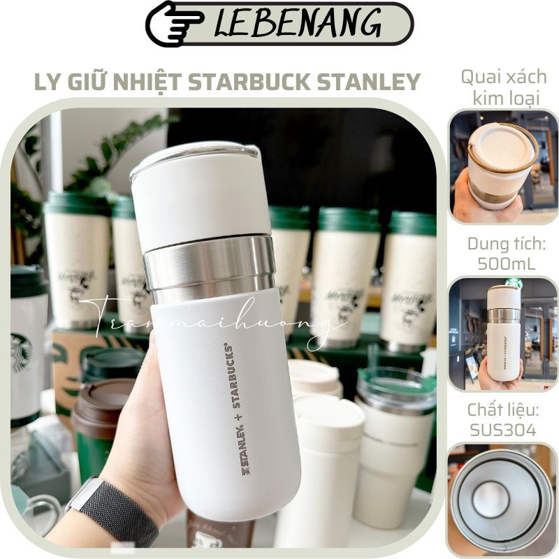 Bình giữ nhiệt Starbucks inox 304 nắp kín, bình đựng nước phiên bản seoul màu sang chảnh Lebeang
