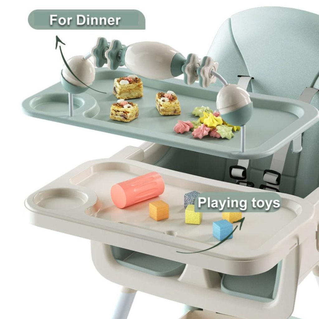 Ghế ăn dặm có bánh xe - Gấp gọn tiện lợi có khung đồ chơi E-500