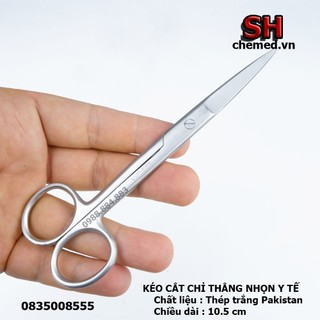 Kéo y tế thẳng và cong nhọn thép trắng pakistan, kéo cắt chỉ trắng pakistan, kéo tỉa lông mày lông mũi các size