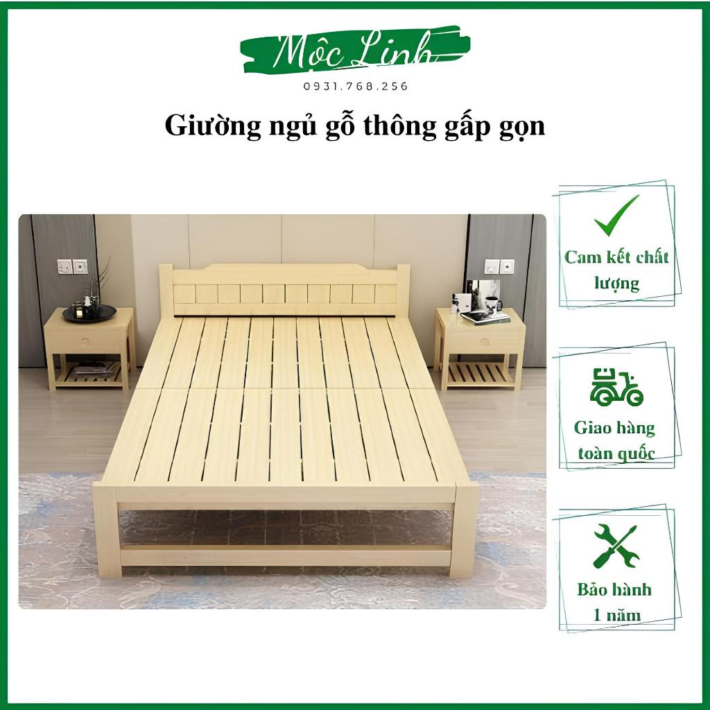 Giường ngủ gỗ thông xếp gọn- Giường xếp gỗ thông gấp gọn