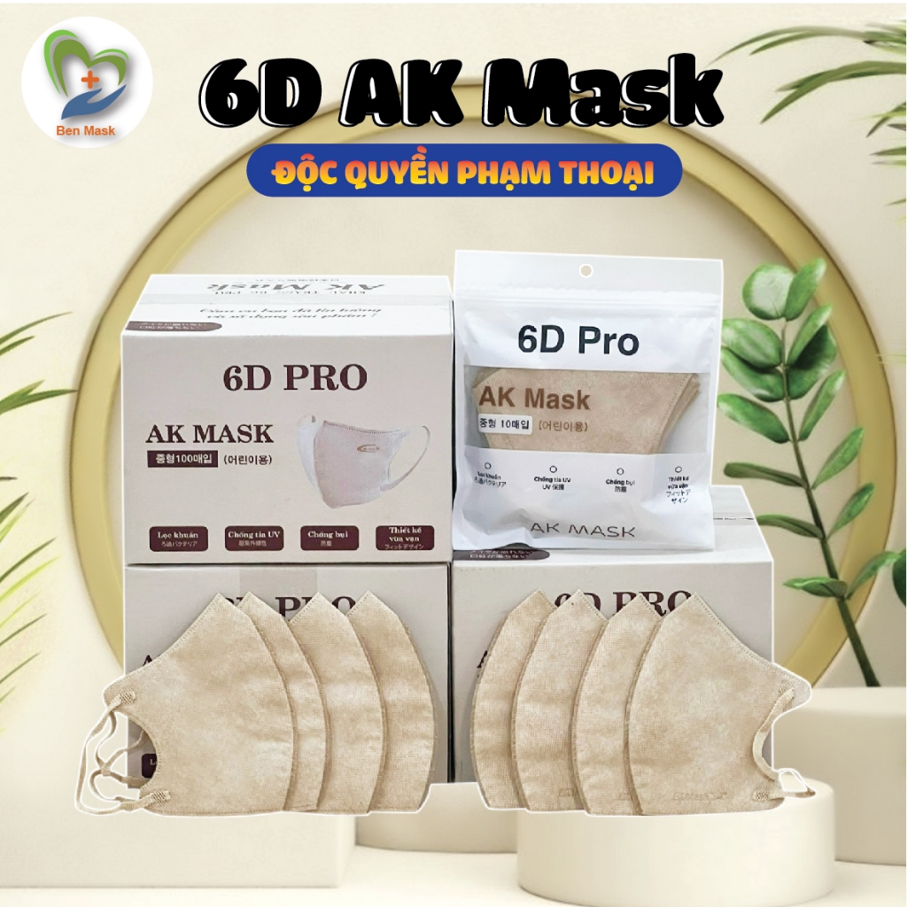 Thùng 100 Chiếc Khẩu Trang AK MASK 6D Pro Mask Cao Cấp - Khẩu Trang Phạm Thoại