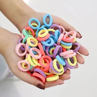 Set 100 thun cột tóc len size tí hon (2cm) nhiều loại cho bé DTonline