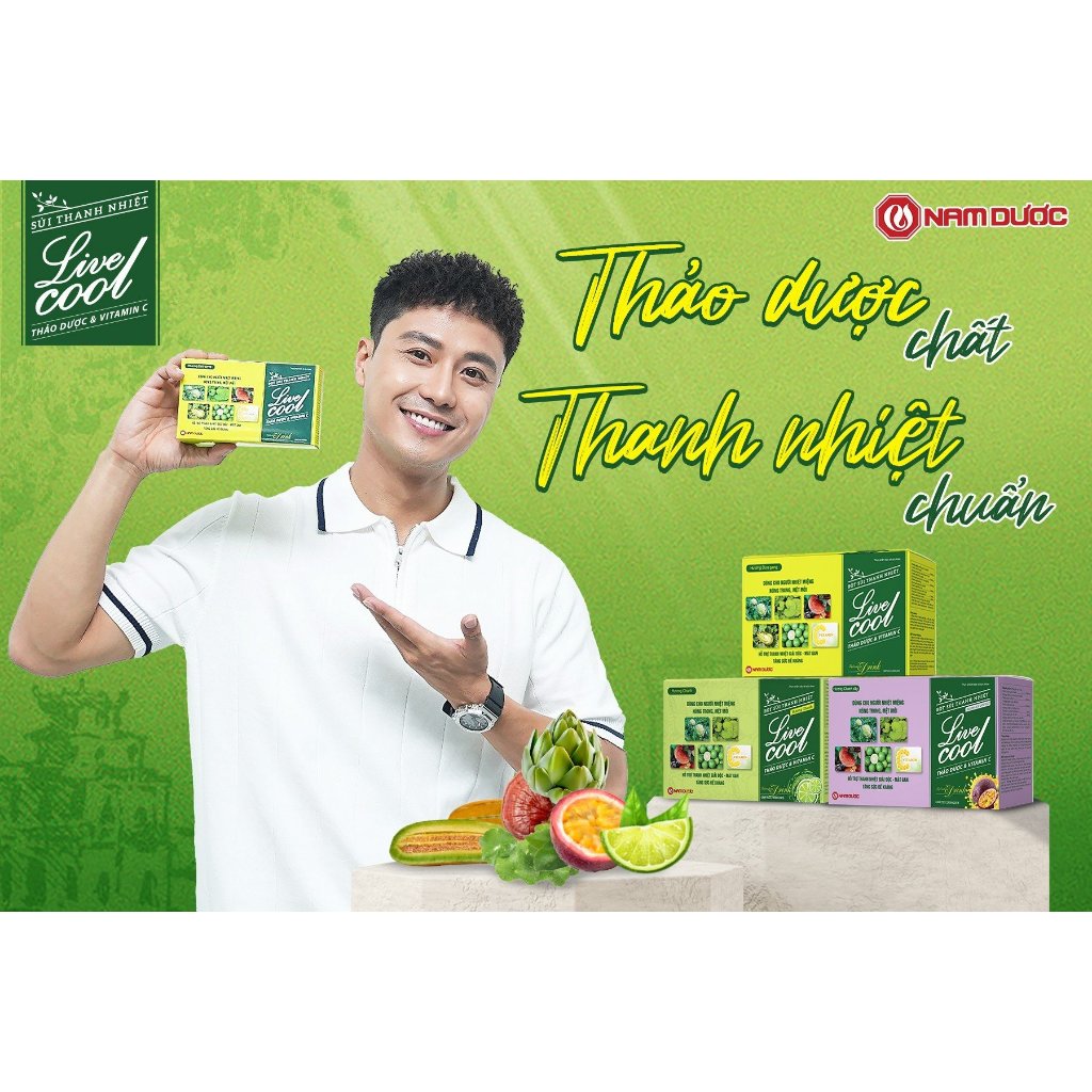 Bột sủi thanh nhiệt Livecool Nam Dược hương chanh hộp 10 gói x 7gram