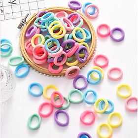 Set 100 thun cột tóc len size tí hon (2cm) nhiều loại cho bé DTonline