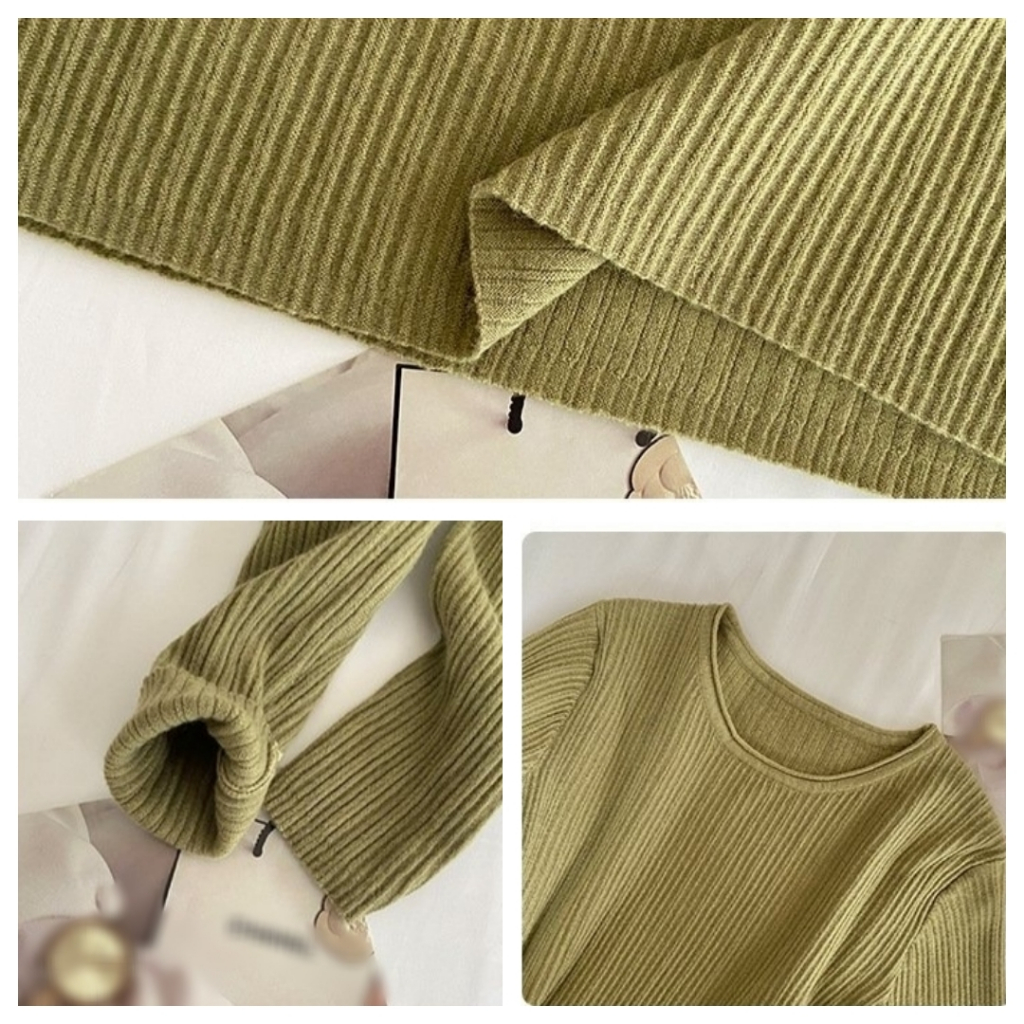 Áo len cổ tròn phong cách thu đông áo len cashmere mới thu đông 2023 áo giữ nhiệt áo lót trong