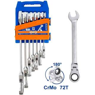 8-19mm bộ cờ lê vòng miệng tự động lắc léo 7 chi tiết wadfow wsp5207